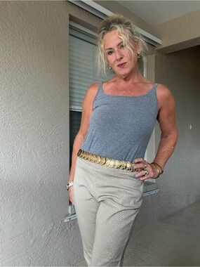 Joseph Beige Cropped Snake Print  Ankle Jeans